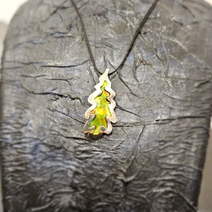 Colgante Hoja Esmalte Verde Plata - Joyería Artesanal Naturaleza